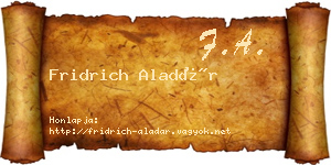 Fridrich Aladár névjegykártya